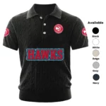 Atlanta Hawks Polo Shirt Men Knitted Top Texture, Short Sleeve