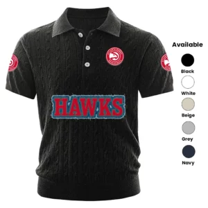 Atlanta Hawks Polo Shirt Men Knitted Top Texture, Short Sleeve