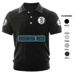 Brooklyn Nets Polo Shirt Men Knitted Top Texture, Short Sleeve
