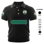 Boston Celtics Polo Shirt Men Knitted Top Texture, Short Sleeve