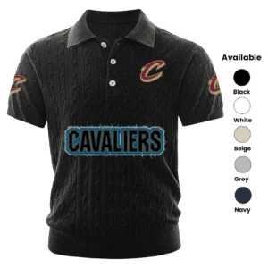 Cleveland Cavaliers Polo Shirt Men Knitted Top Texture, Short Sleeve