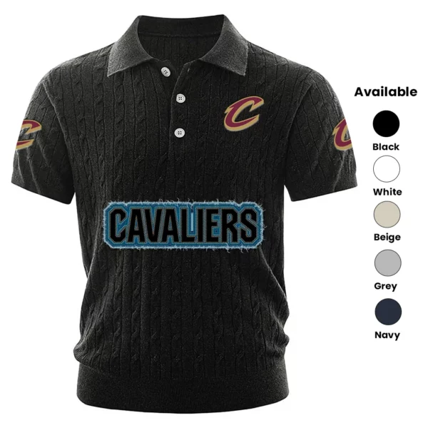 Cleveland Cavaliers Polo Shirt Men Knitted Top Texture, Short Sleeve