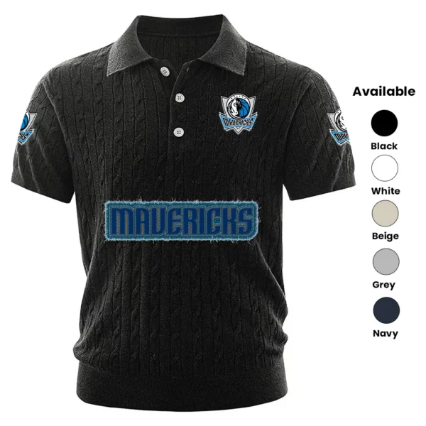 Dallas Mavericks Polo Shirt Men Knitted Top Texture, Short Sleeve