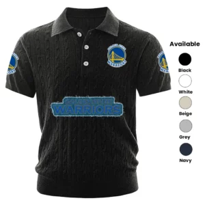 Golden State Warriors Polo Shirt Men Knitted Top Texture, Short Sleeve