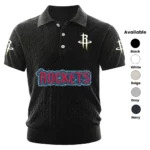 Houston Rockets Polo Shirt Men Knitted Top Texture, Short Sleeve