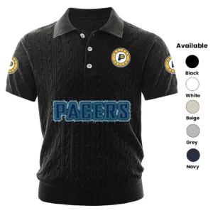 Indiana Pacers Polo Shirt Men Knitted Top Texture, Short Sleeve