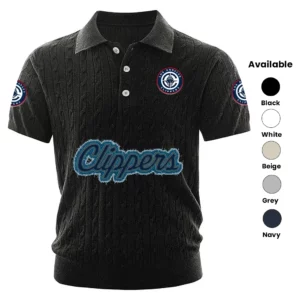 Los Angeles Clippers Polo Shirt Men Knitted Top Texture, Short Sleeve