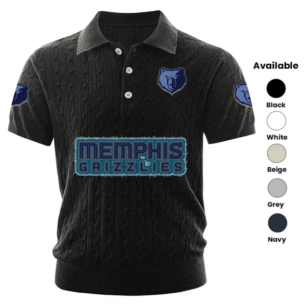 Memphis Grizzlies Polo Shirt Men Knitted Top Texture, Short Sleeve