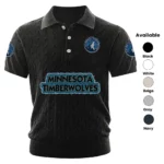 Minnesota Timberwolves Polo Shirt Men Knitted Top Texture, Short Sleeve