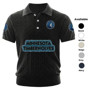 Minnesota Timberwolves Polo Shirt Men Knitted Top Texture, Short Sleeve