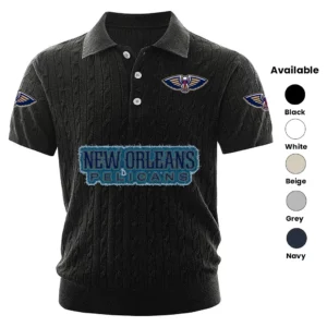 New Orleans Pelicans Polo Shirt Men Knitted Top Texture, Short Sleeve