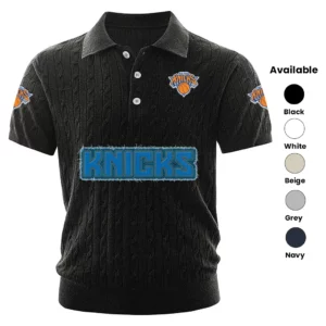 New York Knicks Polo Shirt Men Knitted Top Texture, Short Sleeve