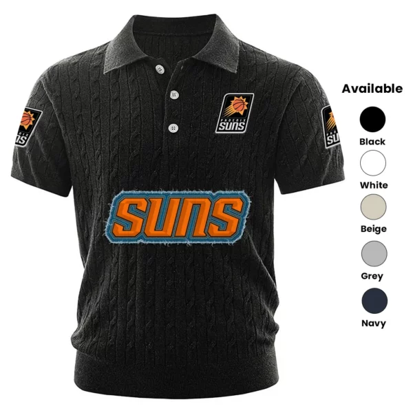 Phoenix Suns Polo Shirt Men Knitted Top Texture, Short Sleeve