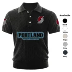 Portland Trail Blazers Polo Shirt Men Knitted Top Texture, Short Sleeve