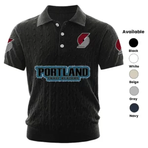 Portland Trail Blazers Polo Shirt Men Knitted Top Texture, Short Sleeve