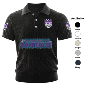 Sacramento Kings Polo Shirt Men Knitted Top Texture, Short Sleeve