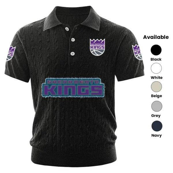 Sacramento Kings Polo Shirt Men Knitted Top Texture, Short Sleeve