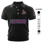 Arizona Coyotes Polo Shirt Men Knitted Top Texture, Short Sleeve