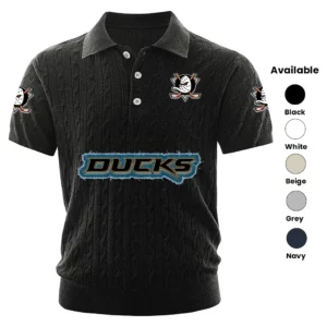 Anaheim Ducks Polo Shirt Men Knitted Top Texture, Short Sleeve