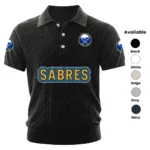 Buffalo Sabres Polo Shirt Men Knitted Top Texture, Short Sleeve
