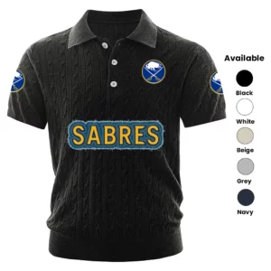 Buffalo Sabres Polo Shirt Men Knitted Top Texture, Short Sleeve