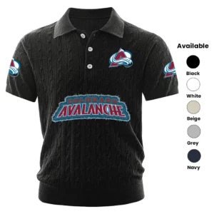 Colorado Avalanche Polo Shirt Men Knitted Top Texture, Short Sleeve