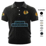 Chicago Blackhawks Polo Shirt Men Knitted Top Texture, Short Sleeve