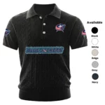 Columbus Blue Jackets Polo Shirt Men Knitted Top Texture, Short Sleeve