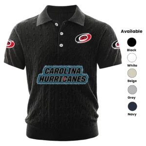 Carolina Hurricanes Polo Shirt Men Knitted Top Texture, Short Sleeve