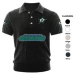 Dallas Stars Polo Shirt Men Knitted Top Texture, Short Sleeve