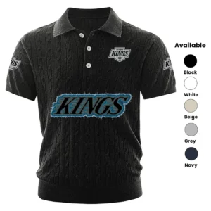 Los Angeles Kings Polo Shirt Men Knitted Top Texture, Short Sleeve
