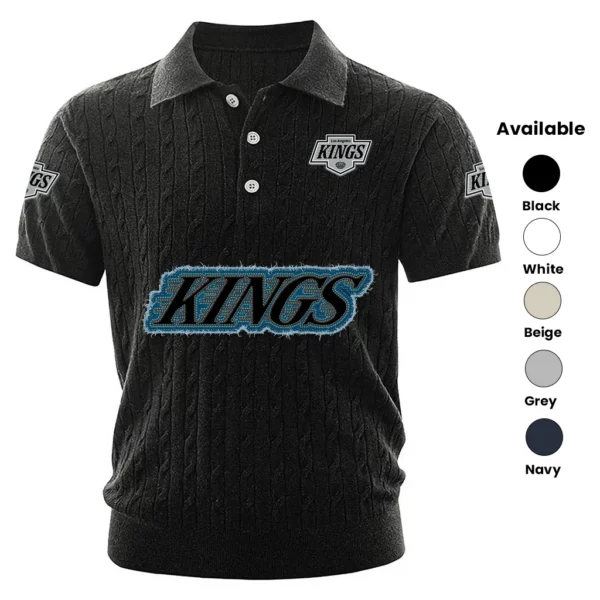 Los Angeles Kings Polo Shirt Men Knitted Top Texture, Short Sleeve