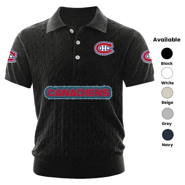 Montreal Canadiens Polo Shirt Men Knitted Top Texture, Short Sleeve