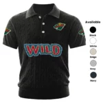Minnesota Wild Polo Shirt Men Knitted Top Texture, Short Sleeve