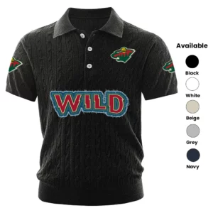Minnesota Wild Polo Shirt Men Knitted Top Texture, Short Sleeve