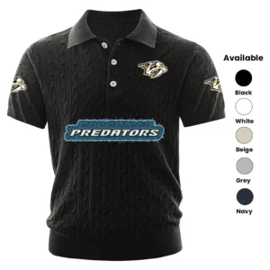 Nashville Predators Polo Shirt Men Knitted Top Texture, Short Sleeve