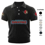 Ottawa Senators Polo Shirt Men Knitted Top Texture, Short Sleeve