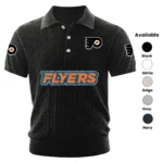 Philadelphia Flyers Polo Shirt Men Knitted Top Texture, Short Sleeve