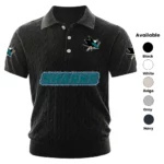 San Jose Sharks Polo Shirt Men Knitted Top Texture, Short Sleeve
