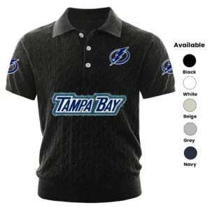 Tampa Bay Lightning Polo Shirt Men Knitted Top Texture, Short Sleeve