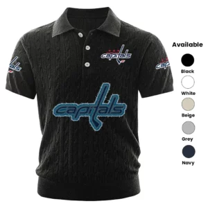 Washington Capitals Polo Shirt Men Knitted Top Texture, Short Sleeve
