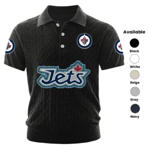 Winnipeg Jets Polo Shirt Men Knitted Top Texture, Short Sleeve