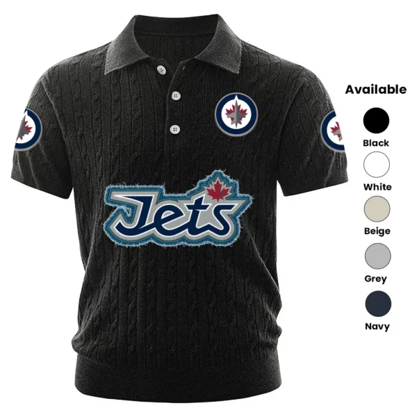 Winnipeg Jets Polo Shirt Men Knitted Top Texture, Short Sleeve