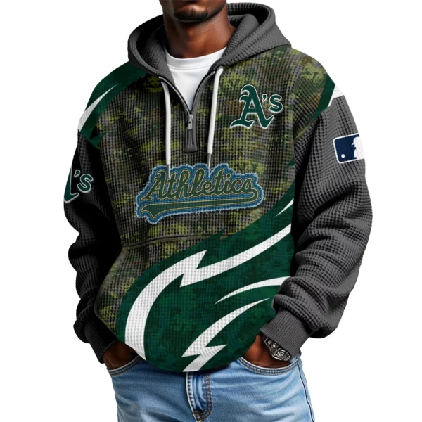 Athletics Men's Waffle Knit Hoodie Quarter Zip New 2026 Limited