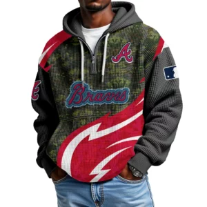 Atlanta Braves Men's Waffle Knit Hoodie Quarter Zip New 2026 Limited