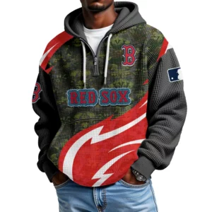 Boston Red Sox Men's Waffle Knit Hoodie Quarter Zip New 2026 Limited