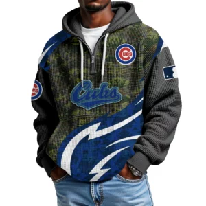 Chicago Cubs Men's Waffle Knit Hoodie Quarter Zip New 2026 Limited