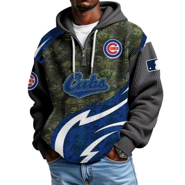 Chicago Cubs Men's Waffle Knit Hoodie Quarter Zip New 2026 Limited
