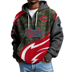 Cincinnati Reds Men's Waffle Knit Hoodie Quarter Zip New 2026 Limited