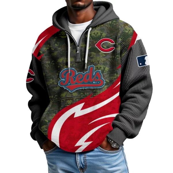 Cincinnati Reds Men's Waffle Knit Hoodie Quarter Zip New 2026 Limited